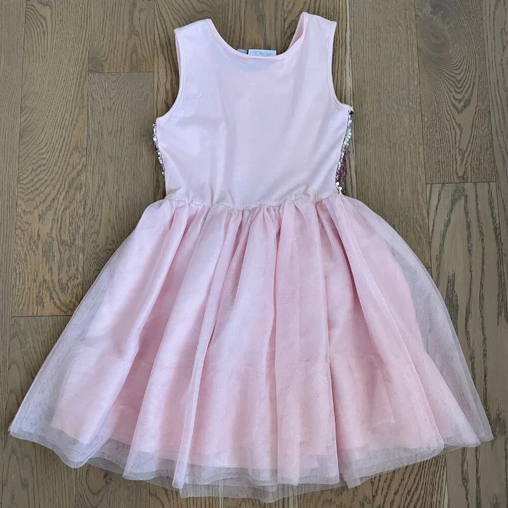 The Children's Place Girls' Pretty flip Sequin Top Tulle Bottom Dress - Picture 3 of 6
